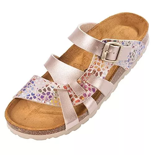 Palado Sandalen & Slides Palado® Damen Sandalen Kreta | Made in EU | Hausschuhe in vielen Farben | Pantoletten mit Natur Kork-Fussbett und angenehm weichem Fußbett | Sohle aus feinem Velourleder