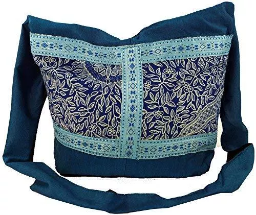 GURU SHOP Taschen & Rucksäcke GURU SHOP Sadhu Bag, Schulterbeutel, Hippie Tasche - Türkis, Herren/Damen, Baumwolle, 30x35x10 cm, Alternative Umhängetasche, Handtasche aus Stoff