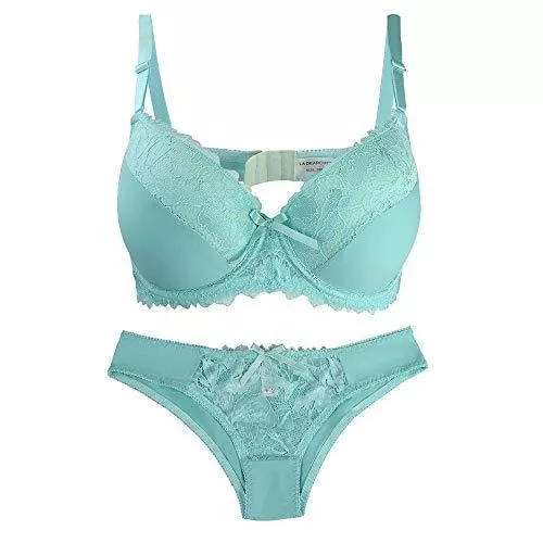 La Dearchuu Unterwäsche & Dessous La Dearchuu BH und Slip Set Damen Komfort Blumen Push up Bügel BH Spitze Minimizer BH Set Unterwäsche Dessous Set für Frauen