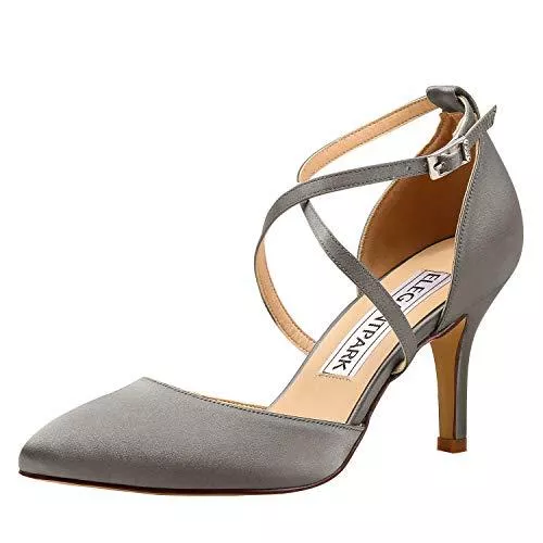 Duosheng &amp; Elegant High Heels Duosheng &amp; Elegant HC1901 High Heel Pumps Hoch Kreuz Riemchen Spitze Zehen Abendschuhe für Partei Satin Hochzeitsschuhe Brautschuhe