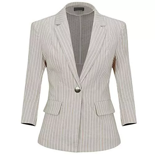 YYNUDA Blazer YYNUDA Damen Slim Fit Blazer Casual 3/4 Ärmel Blazer Jacke Fancy Striped Suit Blazer
