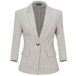 YYNUDA Blazer YYNUDA Damen Slim Fit Blazer Casual 3/4 Ärmel Blazer Jacke Fancy Striped Suit Blazer