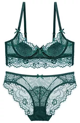 SHEKINI Unterwäsche & Dessous SHEKINI Damen Bügel BH Set Push Up Spitze BH und Slip Nicht Abnehmbarer Bra Panty Unterwäsche mit Dünnes Gepolstert mit Hakenverschluss und Verstellbare Träger