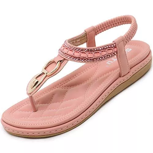 Acfoda Sandalen & Slides Acfoda Flache Sandalen Damen Sommer Freizeit Zehentrenner mit Weiche Fußbett