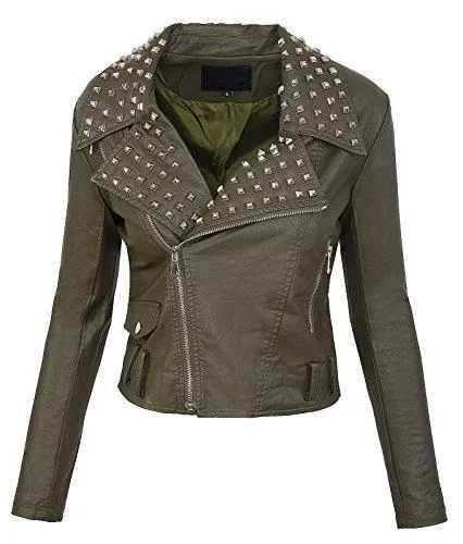 Rock Creek Selection Jacken & Westen Rock Creek Selection Damen Kunstleder Jacke Übergangsjacke Jacket Nieten Bikerjacke S-L