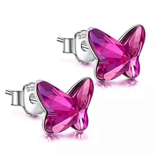 ANGEL NINA Schmuck ANGEL NINA Silber Ohrringe Mädchen mit Damen,Schmetterlings Ohrstecker 925 Sterling Silber mit Kristall aus Österreich, Geschenke für Frauen/Kinder,Kommt in Schmuck Box