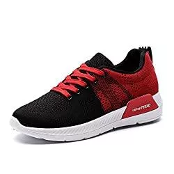 konhill Sneaker & Sportschuhe konhill Damen Casual Walking Schuhe Atmungsaktiv Mesh Arbeit Slip-on Sneakers, (C-black rot), 37 EU