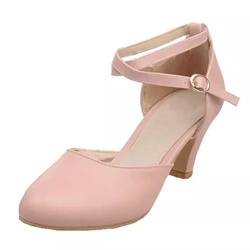 MISSUIT High Heels MISSUIT Damen Kitten Heels Pumps mit Riemchen Blockabsatz Kleiner Absatz Trichterabsatz Kreuz Knöchelriemchen Schuhe