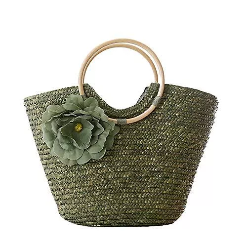 Demarkt Taschen & Rucksäcke Demarkt Strohtaschen Damen Handtaschen Sommer Strohsack Crossbody Tasche Retro Schulterbeutel Freizeit Geflochten Strandtasche mit Blumen