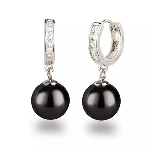 Schöner Schmuck-Design Schmuck Schöner-SD Creolen Ohrhänger 925 Silber Rhodium mit 10mm Perle Kugel