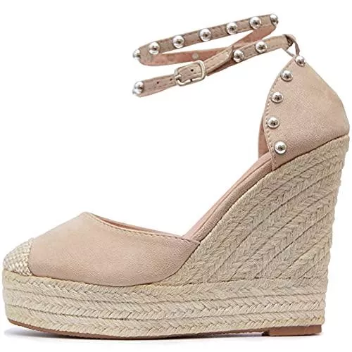 Vain Secrets Sandalen & Slides Vain Secrets Damen Sommer Wedges Keilabsatz Sandale Bast Samt