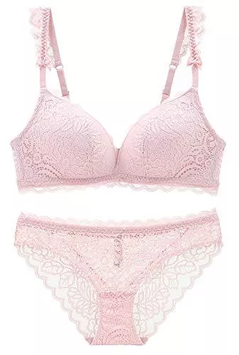 SHEKINI Unterwäsche & Dessous SHEKINI BH Set,Damen Spitzen Unterwäsche Set BH Ohne Bügel und Slip Transparente Bralette und Hipsters Nicht Abnehmbarer Bra Panty Dessous Sets mit Hakenverschluss und Verstellbare Träger