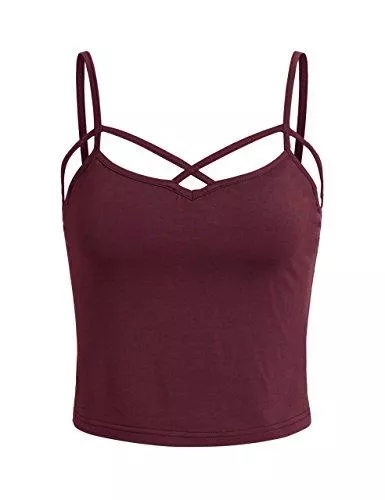 SweatyRocks Tops SweatyRocks Damen Spaghetti Strap Crop Top Criss Cross Camisole Tank Tops