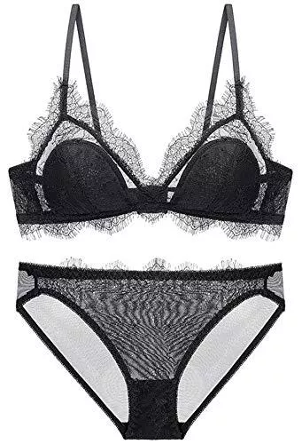 SHEKINI Unterwäsche & Dessous SHEKINI BH Set,Damen Ohne Bügel BH Set Spitze BH und Slip Triangle Bralette Panty Lingerie Unterwäsche Dessous Set mit Hakenverschluss und Verstellbare Träger