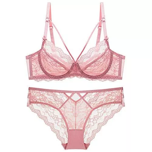 Cwang Unterwäsche & Dessous Cwang Damen Unterwäsche Set BH mit Bügel ohne Polster Unterhosen Spitze Slips Nachtwäsche Dessous Sets