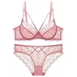 Cwang Unterwäsche & Dessous Cwang Damen Unterwäsche Set BH mit Bügel ohne Polster Unterhosen Spitze Slips Nachtwäsche Dessous Sets