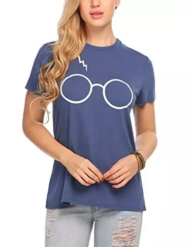 UNibelle T-Shirts Damen Casual Brille Narbenmuster Tee Graphic Short Long Sleeve T-Shirt Tops