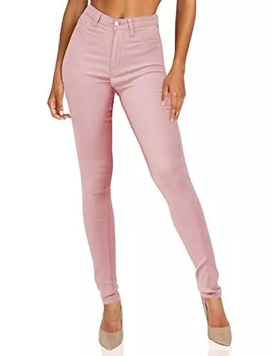 LOVER BRAND FASHION Jeans High Waisted Rise Colored Stretch Skinny Destroyed Ripped Distressed Jeans für Frauen Olive Senf Red