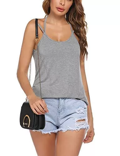 UNibelle Tops UNibelle Damen Top Neckholder Ärmellose Bluse Spaghetti Bügel Loose Cami Tank Top Shirts