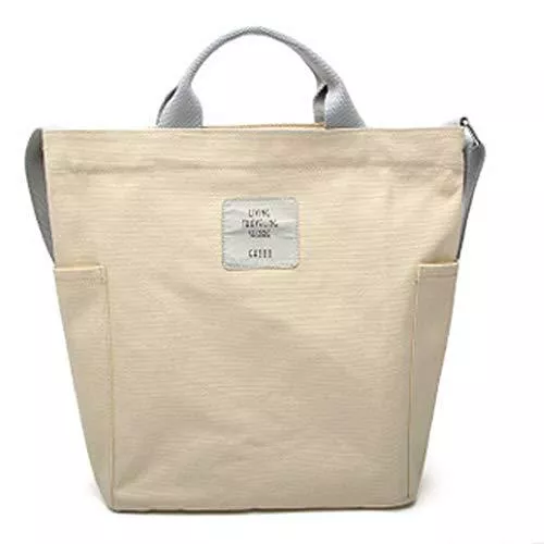 KIWITECH Taschen & Rucksäcke KIWITECH Umhängetaschen groß Tasche Canvas Damen Rosa Handtasche Damen Schultertasche Crossbody Bag Shopper für Schule Shopping Arbeit Einkauf (Beige)
