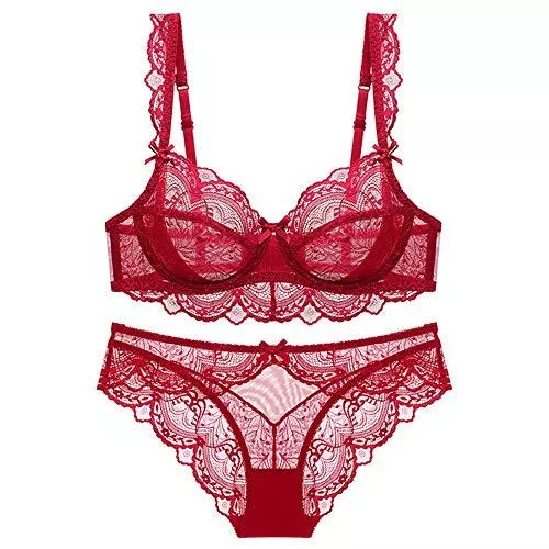 Swbreety Unterwäsche & Dessous Swbreety Damen Sexy Spitze Dessous Set Dünn Transparent Bügel Spitze BH und Panty Set