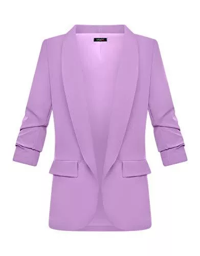 Zarlena Blazer Zarlena Damen Blazer 3/4-Ärmel elegant lang Reverskragen Jacke Sakko Anzug