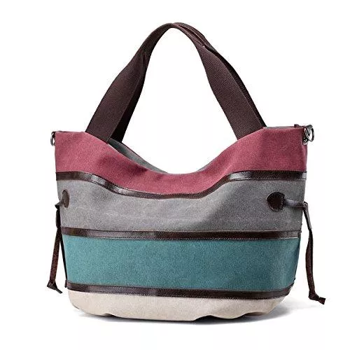 LOSMILE Taschen & Rucksäcke LOSMILE Damen Leinwand Handtasche Schultertasche Henkeltaschen Umhängetasche Hobo Shopper Tasche Tragetasche Strandtasche Schulranzen. (Violett)