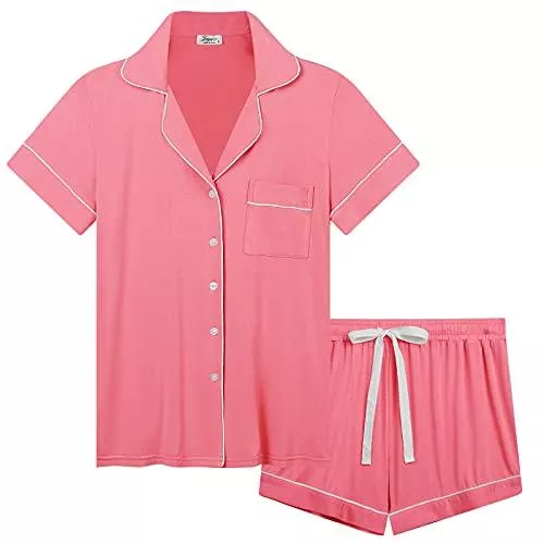 Joyaria Nachtwäsche & Bademäntel Joyaria Damen Pyjama-Set aus weichem Bambus, langärmelig, mit Knopfleiste