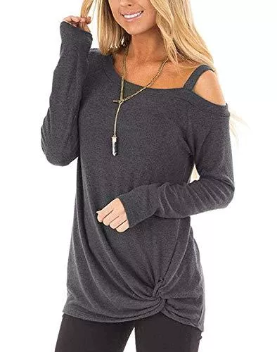 Beluring Tuniken Beluring Longshirt Damen Oberteile Schulterfrei Tshirt Kurzarm/Langarm Shirt Bluse Tunika