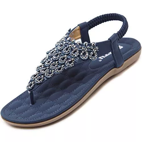 Acfoda Sandalen & Slides Acfoda Flache Sandalen Damen Sommer Freizeit Zehentrenner mit Weiche Fußbett, Gr.35-45