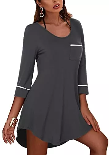 Ekouaer Nachtwäsche & Bademäntel EKOUAER Damen schlafen 3/4 Arm Nightgown Sexy Nachthemden Freund Nachtwäsche