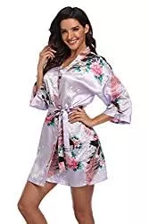 Mignon Cromwell Nachtwäsche & Bademäntel Damen Kurz Brautjungfern Robe Floral Satin Kimono Bademantel Loungewear