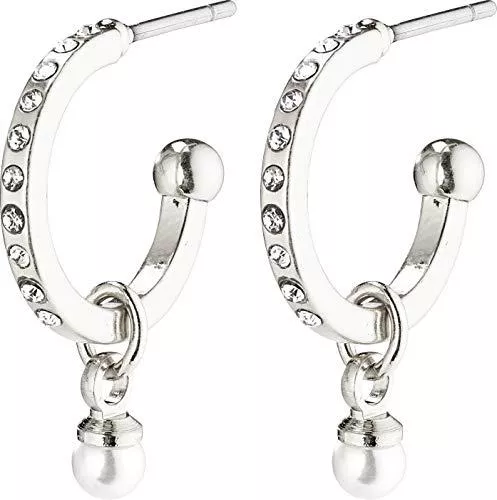 PILGRIM Schmuck Pilgrim Ohrringe - Kreolen mit Kristallen &amp; Perlen - Versilbert