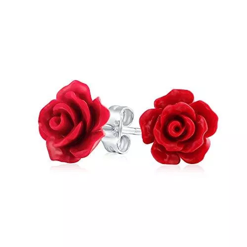 Bling Jewelry Schmuck Romantische zarte Blumen blühend 3D geschnitzt 10MM Rose Blume Post Ohrstecker für Frauen Teen Leichtgewicht mehr Farben