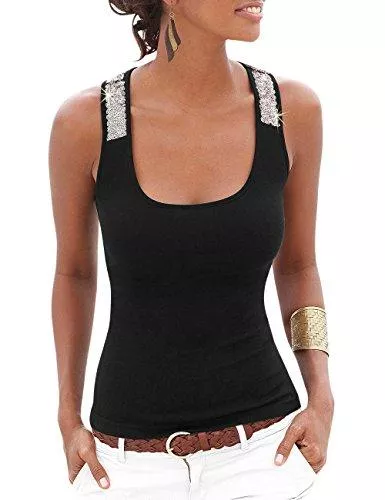 Flying Rabbit T-Shirts Flying Rabbit Sommer Sleeveless Tops Weste Pailletten Tank Strand T-Shirt Partykleid