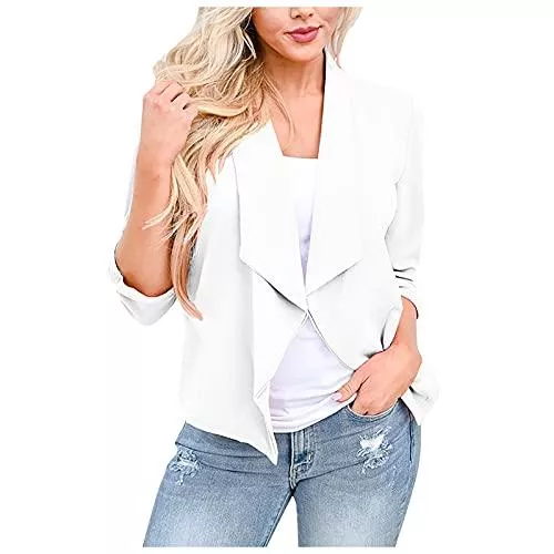 Kriosey—Accessories Strickjacken Kriosey—Accessories Damen Strickjacke Einfarbig Blazer Kein Abzug Casual Cardigan Langarm Leichte Dünne Open Front Sweater Leichte Dünne Outwear Bluse