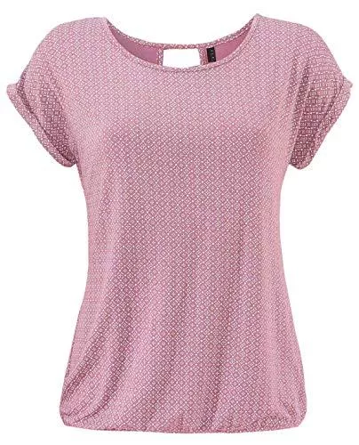 Fleasee Kurzarmblusen Fleasee Damen T-Shirt Rundhals Kurzarmshirt mit Allover Druck Sommer Bluse Casual Top