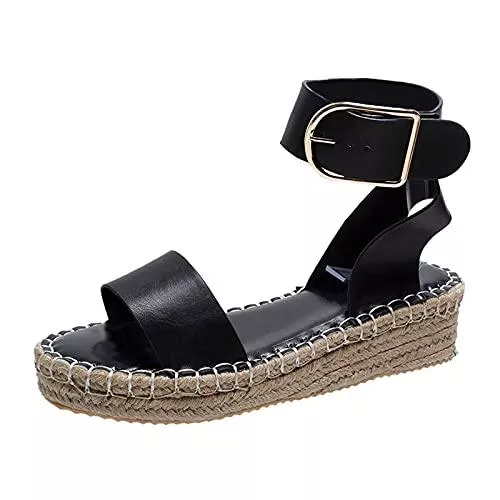 LOPILY Sandalen & Slides Damen Sandalen mit Schnallen Sommer Home Rutschfest Pantoffeln Mode Hübsche Strand Sandale Offene Zeh Bequeme Schuhe Elegante Slippers Slingback Frauen Open Toe Schuhe Slides Hausschuhe Schlappen
