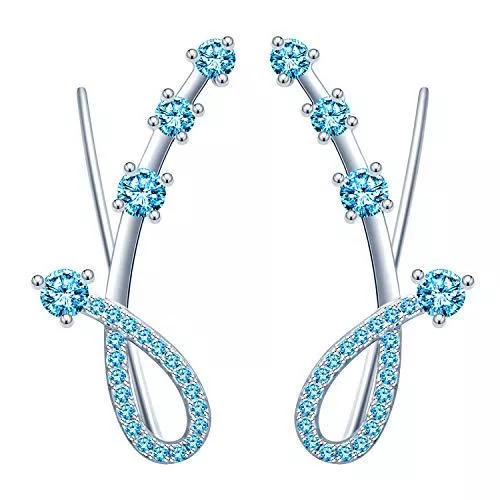 Yumilok Schmuck Yumilok Bling Damen Ohrstecker Ohrringe Ohrklemmen 7 Kristalle Musiknote 925er Sterling Silber Hypoallergen Ohrschmuck Ear Cuffs für Frauen Mädchen