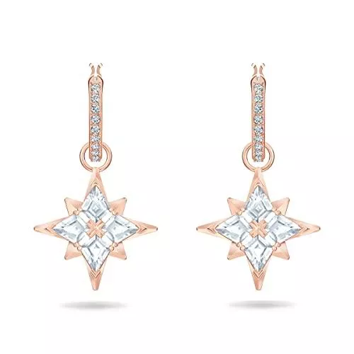 Swarovski Schmuck Swarovski Symbolic Star Ohrringe, Rosé Vergoldete Kreolen mit Funkelndem Sternanhänger