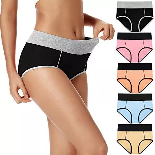 POKARLA Unterwäsche & Dessous POKARLA Damen Hohe Taille Baumwolle Unterwäsche Weich Atmungsaktiv Panties Stretch Slip 5er Pack