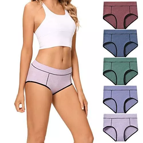 POKARLA Unterwäsche & Dessous POKARLA Damen Baumwolle Stretch Unterwäsche Damen Mid-High Waist Slips Panties 5-Pack