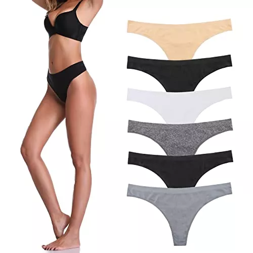 Imakokoni Unterwäsche & Dessous Imakokoni Nahtlose Strings für Frauen No Show 6er Pack Damen Nylon Spandex Thong Unterwäsche