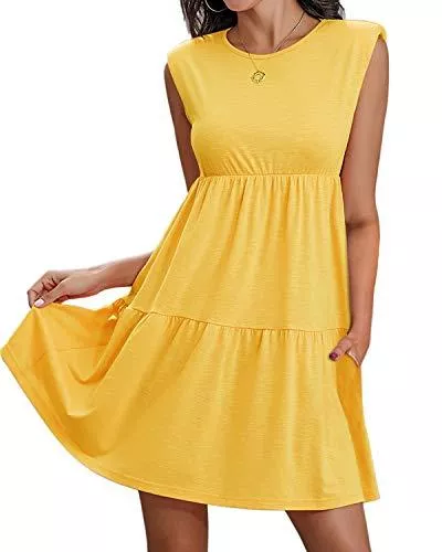 JayscreateEU Cocktail JayscreateEU Damen Sommer Freizeitkleid Runde Krawatte Tasche Strandkleid