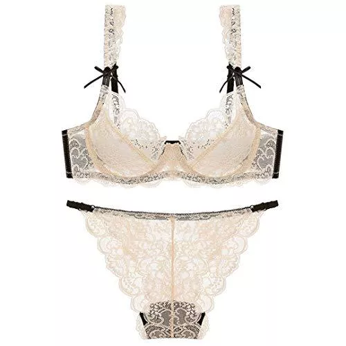 JCNHXD Unterwäsche & Dessous JCNHXD Sexy Spitze Ultradünne transparente Dessous-Set für Frauen Plus Size Push Up BH-Sets