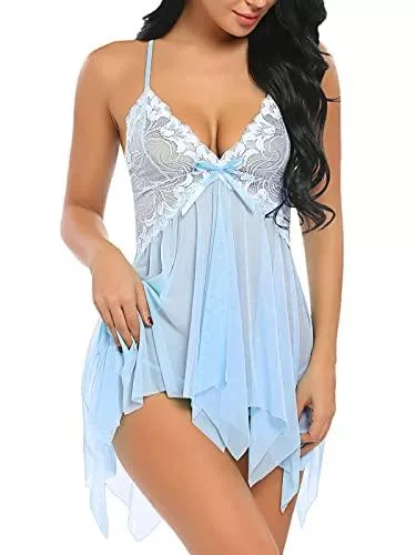 Avidlove Unterwäsche & Dessous Avidlove Damen Wäsche-Spitze Babydoll Mit V-Ausschnitt Nachtwäsche Bügel Chemise