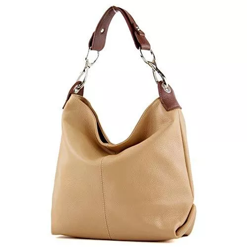 modamoda de Taschen & Rucksäcke modamoda de - T168 - ital Schultertasche Umhängetasche aus Leder