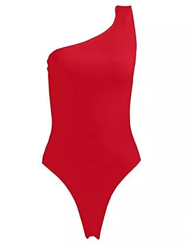 MISSACTIVER Tops Kelisky Damen Sexy One Shouler ärmellos Solid One Piece Bodysuit