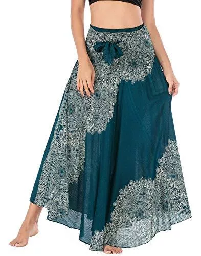 FEOYA Röcke FEOYA Damen Bohemien Maxirock Bodenlang Strand Kleid Rock A-Linien Strandrock Urlaub Ethnischer Stil Gedruckter Lang Rock