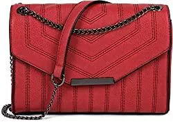 styleBREAKER Taschen & Rucksäcke styleBREAKER Damen Umhängetasche mit Ziernähten und Kette, Schultertasche, Handtasche, Tasche 02012308, Farbe:Rot